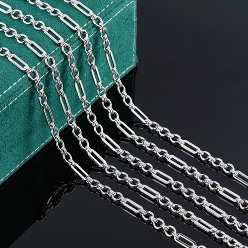 UMAOKANG 2 Meters Stainless Steel Paperclip Chain Bulk for Jewelry Making | High Polish Silver Paper Clip Link Chain on Spool with Lobster Clasps Jump Rings - color: Paperclip (Steel)