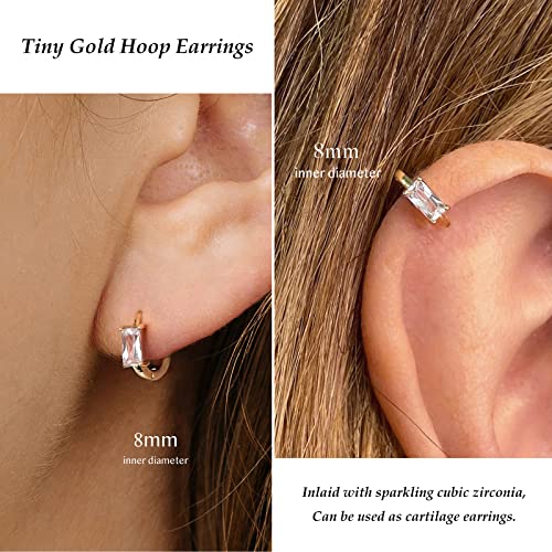 DAILY VIBES Dainty Butterfly Cross CZ Small Huggie Hoop Earrings for Women | Hypoallergenic, 14K Gold Plated Hoops, Tiny Cubic Zirconia, Cartilage Hoop Earrings for Women Trendy - color: White