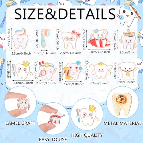 40 Pcs Dental Enamel Pins for Backpacks Funny Dentist Tooth Lapel Pins Dental Assistant Gifts Lovely Cute Brooch for Women Men Clothes Bags Accessories Gifts - style: Dentist Theme