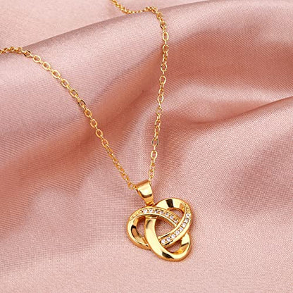 Love Knot Necklace, Sterling Silver Diamond Accent Love Knot Pendant Necklace, Forever Love Knot Infinity Necklace for Women - color: Gold