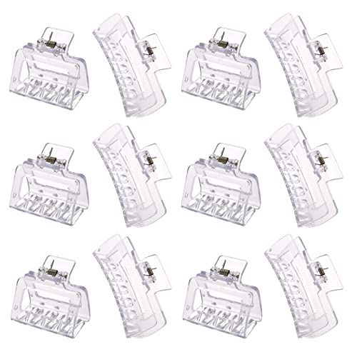 12 Pack Clear Square Claw Clips, Big and Small Neutral Rectangle Hair Claw Clips, Non-slip Matte Large Hair Clips for Women,Strong Hold jaw clip for Thick Thin Hair - color: Mixed Clear