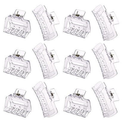 12 Pack Clear Square Claw Clips, Big and Small Neutral Rectangle Hair Claw Clips, Non-slip Matte Large Hair Clips for Women,Strong Hold jaw clip for Thick Thin Hair - color: Mixed Clear