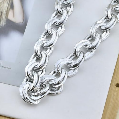 CSIYANJRY99 Chunky Gold Necklaces for Women,Multilayer Punk 80s Hip Hop Necklace,Layered Cuban Link Chain Statement Necklace 90s Freaknik Outfit Accessories for Women - color: Silver Chunky