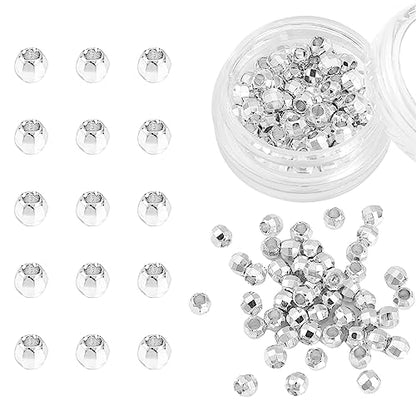Silver Plated Laser Round Spacer Beads 4x4mm 50pcs for Jewelry Making Findings Non Tarnish - color: Silver, size: 4mm Laser