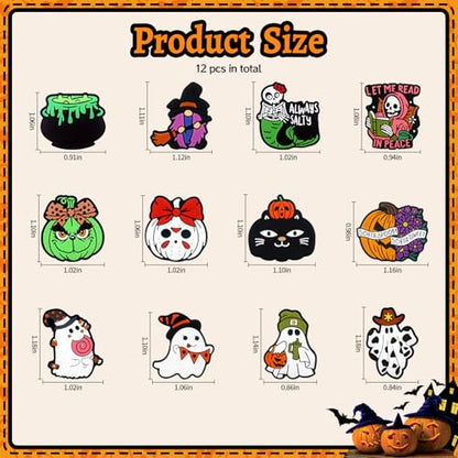12pcs Halloween Silicone Focal Beads for Pens | Focal Beads for Keychain Making,Pens,Bracelet,Necklace Crafts,Bulk Silicone Beads for DIY（Halloween） - color: Halloween