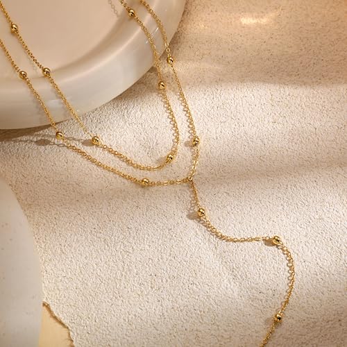 Tewiky Layered Necklaces for Women 14k Gold Plated Chain Necklace Set | Chunky Herringbone/Snake/Rope/Box/Cuban Link Chain for Women, Layering Stack Choker Necklace, Dainty Jewelry Set Non Tarnish - color: Gold--style N