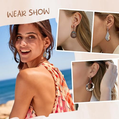 THUNARAZ Clip on Dangle Earrings for Women Trendy, Bohemian Earrings Set | 9 Pairs Non-Pierced Earrings, Lightweight Comfortable Earrings, Bohemian Drop Clip on Earrings, Hypoallergenic Earrings Set - style: Style B