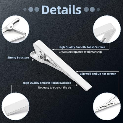 Custom Father Gifts Personalized Tie Clips for Men Custom Tie Bar Clips | Classic Pinch Engraved Text Stainless Steel Tie Bar Dad Personalized Gift Fathers Day - color: SILVER