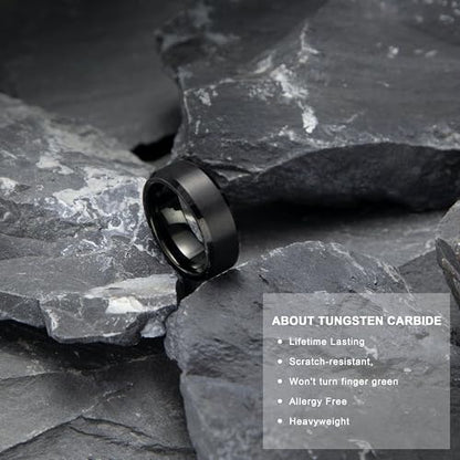 LerchPhi Engraved Custom Tungsten Rings For Men Wedding Band Personalized Titanium Promise Ring for Him Black/Red/Green/Purple/Blue Beveled Edge Szie 6 to 16 - color: No Custom - 8MM Tungsten