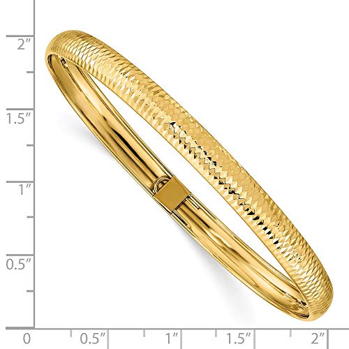 Sonia Jewels Real 14k Yellow Gold Textured Flexible Bangle Cuff Bracelet 7.5"
