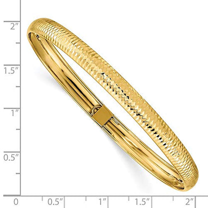 Sonia Jewels Real 14k Yellow Gold Textured Flexible Bangle Cuff Bracelet 7.5"