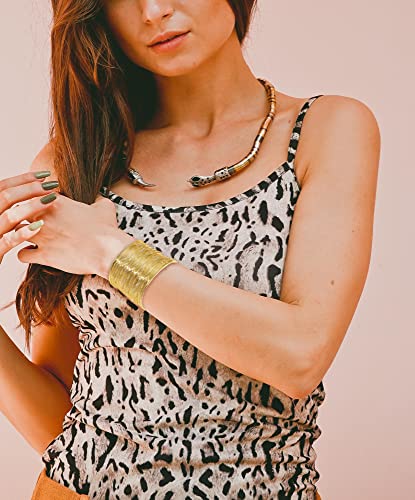 BOMAIL 6 Pieces Gold Upper Arm Cuff Band Bracelet Set | Minimalist Simple Swirl, Open Wide Wire, Adjustable,Women Bangle Bracelets,Versatile Summer Party Jewelry