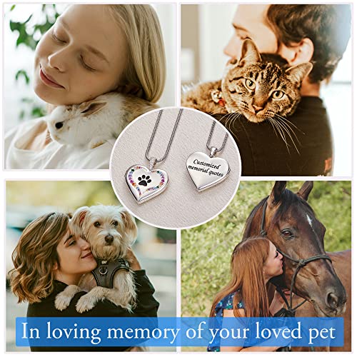 Fanery Sue Personalized Pet Locket Picture Necklace,Dog Cat Memory Gift | Custom Engraved Heart Photo Lockets Necklaces,Dog Cat Sympathy Memorial Jewelry for Women Men - color: Sliver, style: Pawprint on Rainbow Bridge