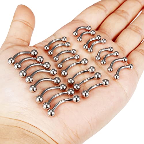 20G 16G 14G 12G Eyebrow Piercing Jewelry Surgical Steel Curved Barbell Eyebrow Ring Vertical Labret Lip Jewelry Rook Daith Earrings Piercing Jewelry for Women Men 6mm 8mm 10mm 12mm 14mm - color: 12G-Silver