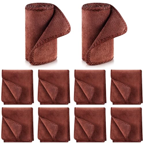 10 Pcs Shine Shoes Cloth Kit Polish Dauber Applicators Cleaning Leather Shoes Boots Microfiber Care Cloths Suede Cleaner(Microfiber, Brown)