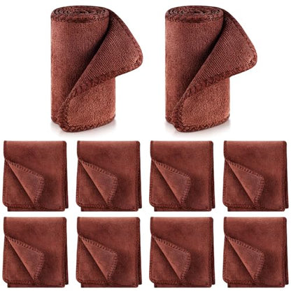 10 Pcs Shine Shoes Cloth Kit Polish Dauber Applicators Cleaning Leather Shoes Boots Microfiber Care Cloths Suede Cleaner(Microfiber, Brown)