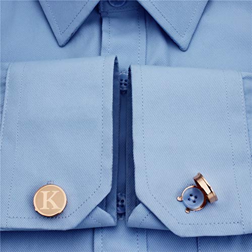 HAWSON Men's Letter Initial Button Cover Cufflinks Letter Rose Gold/Silver Suitable for Formal Business Shirt Letter A-Z - color: Rose Gold Color - K