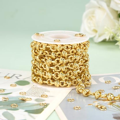 Chunky Chains for Jewelry Making 18K Gold Plated Craft Chain Roll | 6.5 Feet Buckle Chain Links for Women Men DIY Necklace Bracelet Handcrafts Supply Jewelry Findings - color: Buckle Gold
