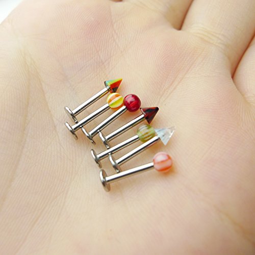 100pcs Stainless Steel Labret Lip Bar Ring Body Piercing Barbell Jewelry Ball