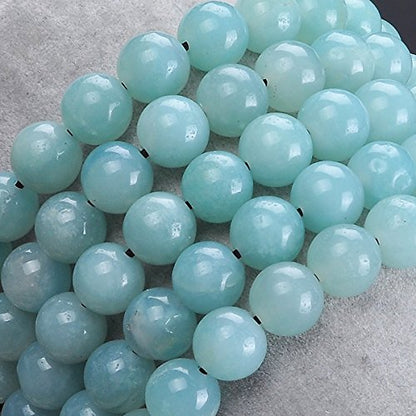 MASSIVE BEADS Natural Healing Power Gemstone Crystal Beads Unisex Adjustable Macrame Bracelets - color: Amazonite, size: 8mm