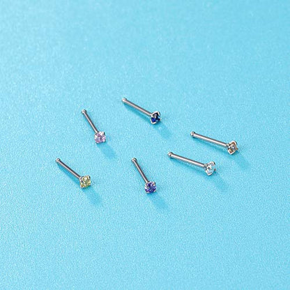 ZS 6-14PCS 20g Tiny Nose Stud Ring Piercing Surgical Steel Nose Bone/L Shaped/Nose Screws Rings Set - color: C:14pcs Nose Bone Style(Mixed Color)