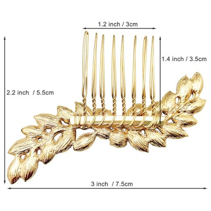 Bridal Crystal Hair Comb Small Wedding Alloy Rhinestone Party Prom Hair Piece Accessories Elegant for Women Girls (Red + Gold) - color: Red + Gold