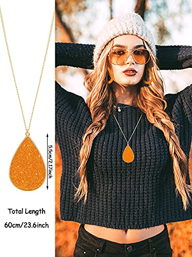 Hicarer 4 Pcs Jewelry Sets for Women Glitter Necklace and Earring Set Multi Layer Bracelet Costume Jewelry Sets for Bridal Shower Wedding - color: Orange