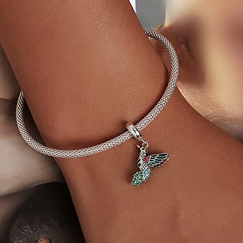 Hummingbird Charms For Bracelets 925 Sterling Silver Animal Dangle & Beads Butterfly Cat Beads Charms For Women Jewelry Gift - color: Silver Hummingbird