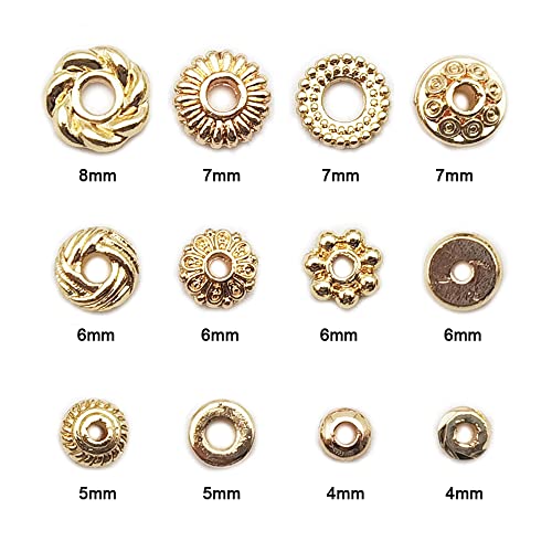 INSPIRELLE 120pcs Spacer Beads Gold Plated Heishi and Rondelle Bead | Long-Lasting for Jewelry Bracelet Necklace Making - color: 120x Heishi Rondelle