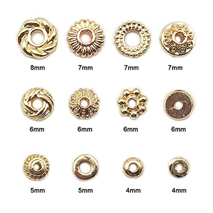 INSPIRELLE 120pcs Spacer Beads Gold Plated Heishi and Rondelle Bead | Long-Lasting for Jewelry Bracelet Necklace Making - color: 120x Heishi Rondelle