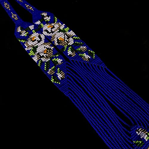 Handmade Native American Style Tribal ethnic Seed Bead Beaded Layered Medallion Necklace 4 - color: Blue