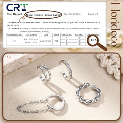 Florideco 4Pcs Ear Cuffs Non-Piercing for Women Dainty 14K Gold Plated Clip On Cartilage Earrings Hypoallergenic Huggie Hoop Cuffs Fake Earings for Non Pierced Ears - color: Double-White Gold Plated