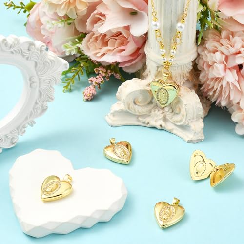 Mary Photo Locket Charms for Jewelry Making Brass Frame Charms Memorial Bracelet Necklace Earring Keychain - style: Heart