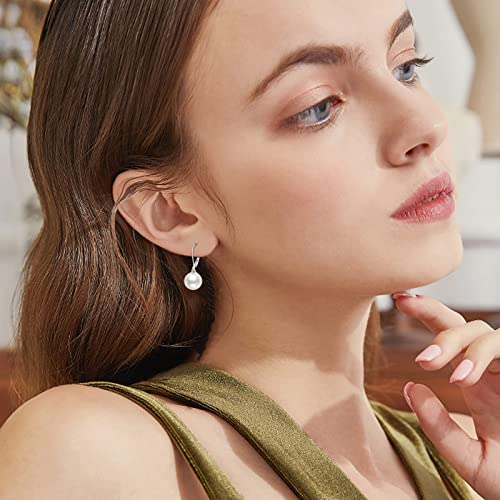 925 Sterling Silver Pearl Leverback Earrings Dangle Drop Jewelry Gifts for Women - style: Pearl