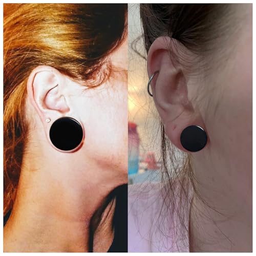6G-26mm Acrylic Plastic Ear Gauges Tunnels Stretching Kit Double Flared Plugs Tunnels Expanders Stretcher Saddle Gauges Earrings for Men Women Black White Clear - color: Black 6G-26mm