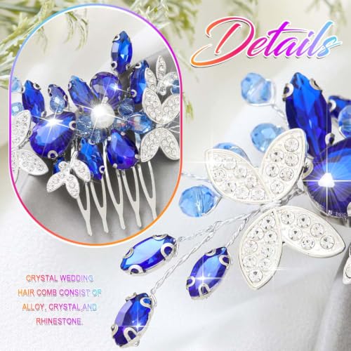 Crystal Bridal Hair Comb Silver Leaf Wedding Hair Accessorie | Silver Prom Rhinestone Hair Pieces for Women and Brides
