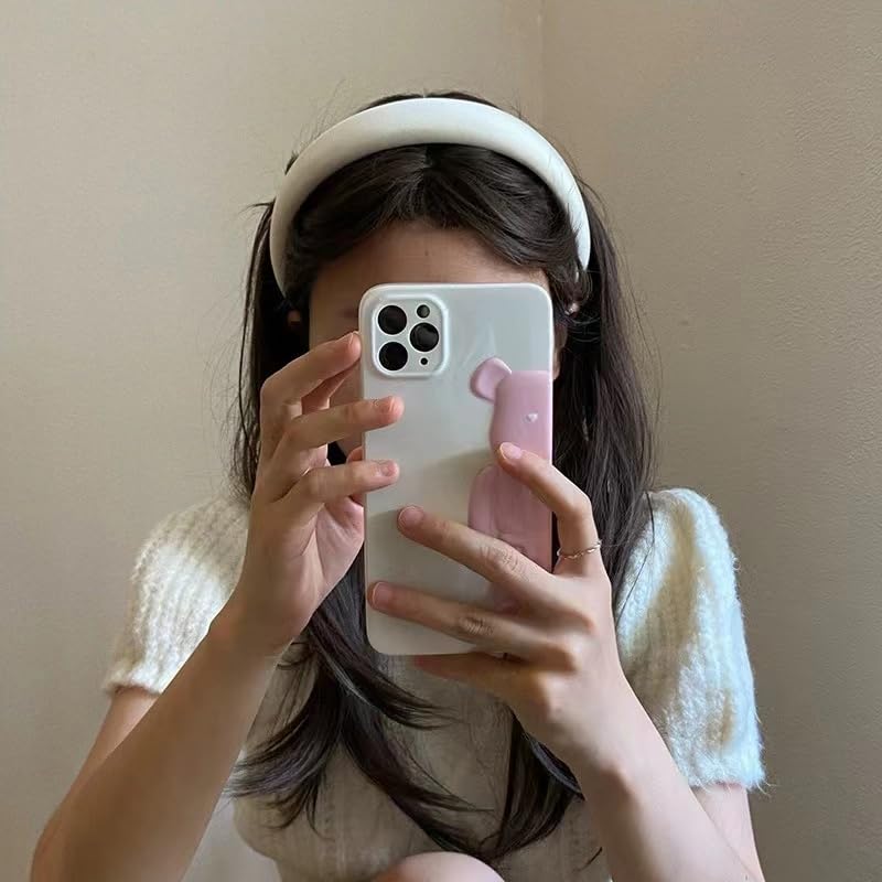 White Padded Wide Thick Solid Sponge Headbands - Simple No Slip Trendy Satin Hair Bands for Women and Girls, No Teeth Hair Accessories - color: White