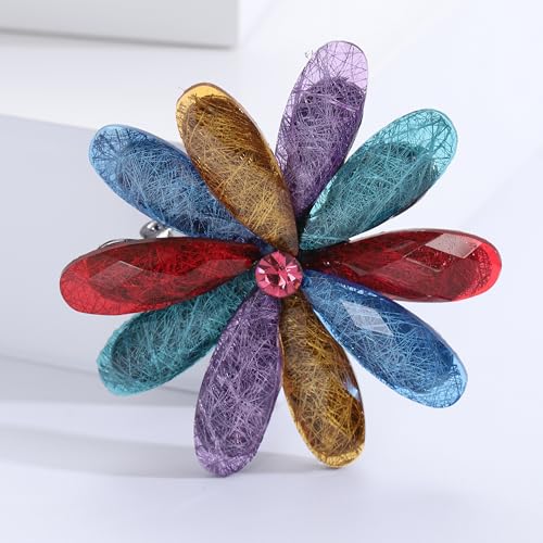 Acrylic Flower-Shape Brooch Pin for Women Statement Brooch - color: Multicolor