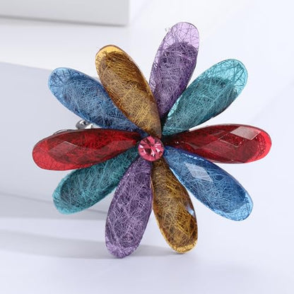 Acrylic Flower-Shape Brooch Pin for Women Statement Brooch - color: Multicolor