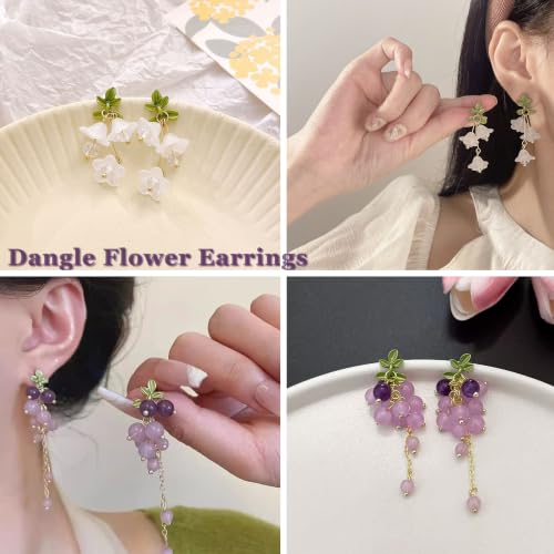 9 Pairs Flower Dangle Earrings for Women Hypoallergenic Pearl Leaf Floral Tassel Earrings Trendy Statement Long Drop Earrings Jewelry Gifts