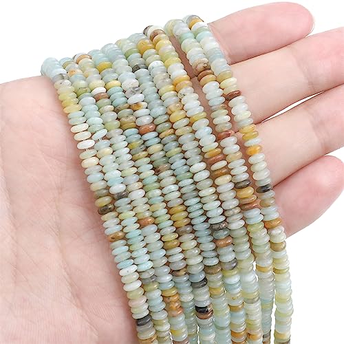 BEADIA Natural Amazonite Spacer Beads Caps Rondelle Disk Loose Beads for Beading Jewelry Making 4mmx2mm 38cm - color: Amazonite, size: Rondelle Disk 4mm x 2mm