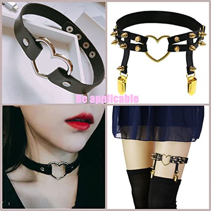 Heart Shape Metal Craft Ring Buckle,10 Pieces Heart Shape Hollow, for Punk Leather Choker Necklaces, Gothic Accessory - color: gold