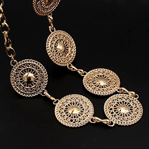 Women's Chain Belt Metal Waist Belt Chunky Belly Link Belt - color: Pattern Gold, size: S: 41.3 in
