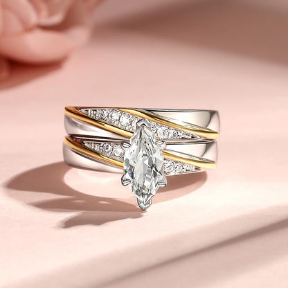 Jeulia Wedding Rings Engagement Rings for Women Anniversary Promise Ring Bridal Sets 925 Sterling Silver with 1.6 ct Primary Stone+ 0.32 ct Side Stone - color: 1Gold