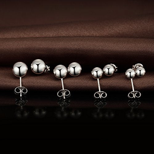Jiamiaoi Ball Stud Earrings Set Sizes 4mm-10mm,High Polish Finish Ball Studs Hypoallergenic 925 Sterling Silver Stud Earrings for Women Men - color: A-Silver, size: 5MM