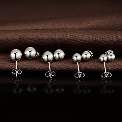 Jiamiaoi Ball Stud Earrings Set Sizes 4mm-10mm,High Polish Finish Ball Studs Hypoallergenic 925 Sterling Silver Stud Earrings for Women Men - color: A-Silver, size: 5MM