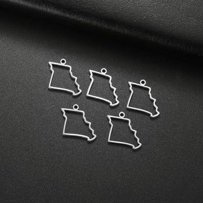 kkjoy 5Pcs Hollow Continents Maps of USA Pendant Charms for Jewelry Making and Crafting, Stainless Steel Mini Charm Craft Supplies Accessories for DIY Bracelet Necklace Earrings - color: Hollow Missouri Map - Silver