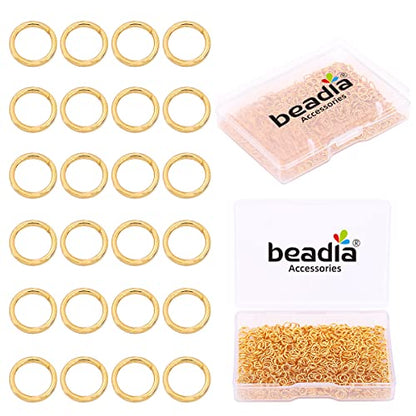BEADIA 18K Gold Plated Jump Rings Non Tarnish 4mm 900pcs for Jewelry Making Findings - color: Gold, size: 0.5x4mm