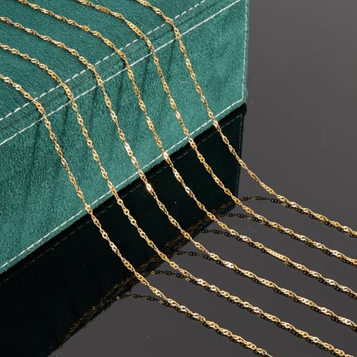 UMAOKANG 10 Meters Gold Plated Jewelry Making Chain Stainless Steel Singapore Chains Bulk on Spool Thin Chain Link - color: Singapore Gold