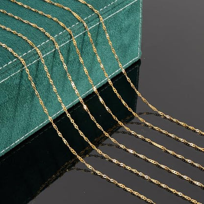UMAOKANG 10 Meters Gold Plated Jewelry Making Chain Stainless Steel Singapore Chains Bulk on Spool Thin Chain Link - color: Singapore Gold